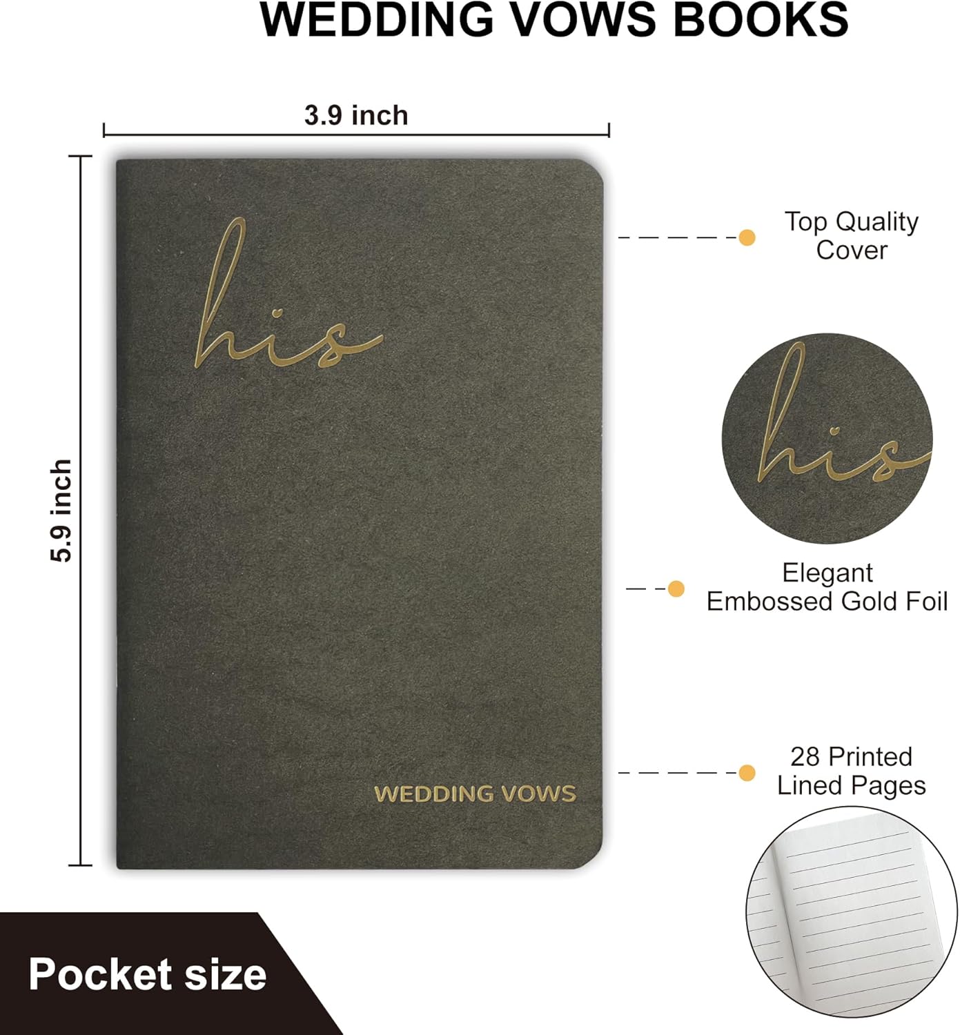 Wedding Vow Books His and Hers, Wedding Registry Gifts Ideas for Bride & Groom,Wedding Essentials