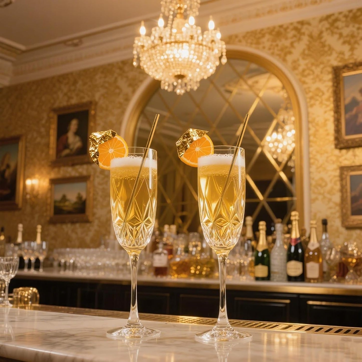 Gold Paper Straws, Disposable Drinking Straws for Graduation, Birthday, Wedding,Cocktail Party, 7.75" x 0.24" - 100 Pack