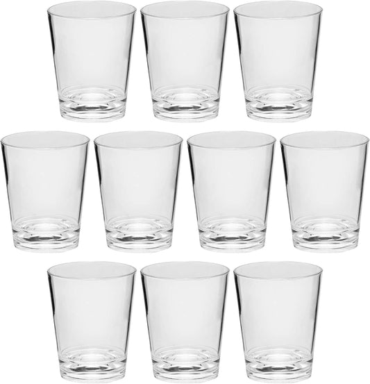DISCOUNT PROMOS Translucent Plastic Shot Glasses 1.5 oz. Set of 10, Bulk Pack - Acrylic, Great for Wedding, Party, Birthday, Gifts - Clear