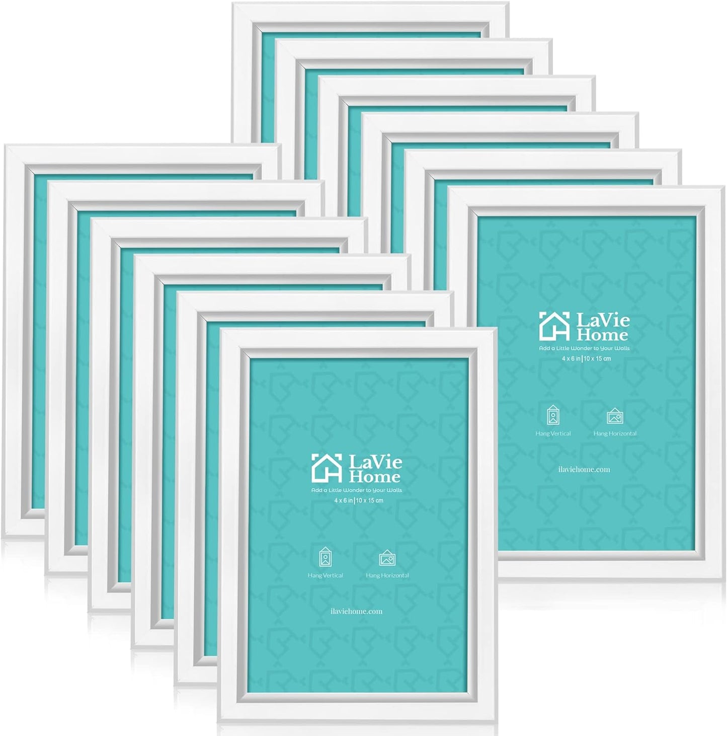 LaVie Home 4x6 Picture Frames (12 Pack, White) Simple Designed Photo Frame with High Definition Glass for Wall Mount & Table Top Display, Set of 12 Classic Collection