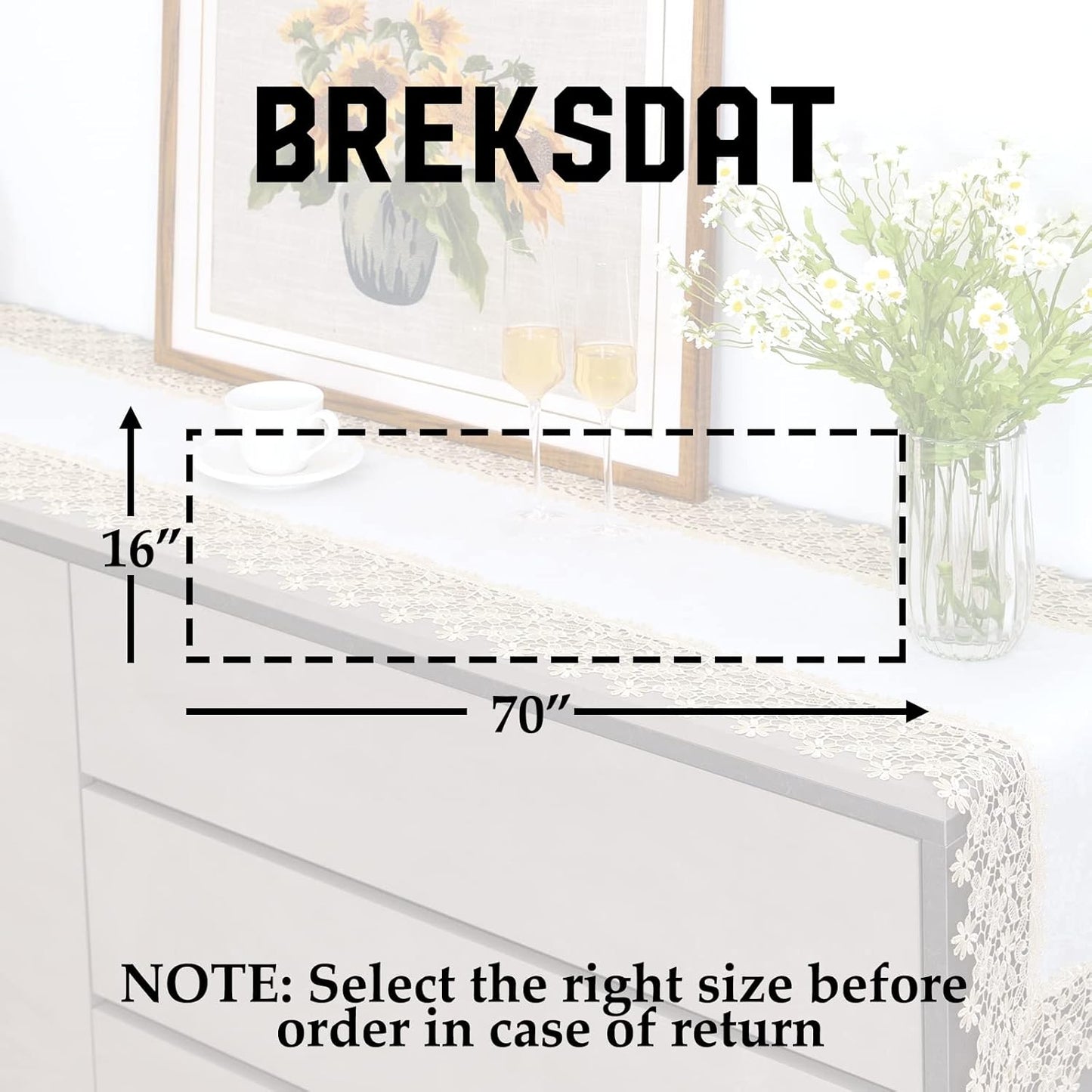 Beige lace Premium Rectangle Farmhouse Table Runner Waterproof OilProof SpillProof AntiShrink Soft Wrinkle Resistant Decorative Fabric Table Cover Kitchen Dinning Party Wedding Banquet