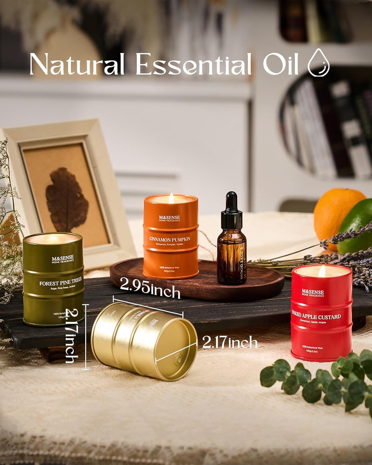 Fall Candles Set | Mini Scented Candles Gift Set | 4 Pack Candles for Home Scented Candle,Apple Pumpkin Cinnamon Pine Champagne Candle,Gift Set for Women and Men,Soy Wax 14 oz 86 Hour