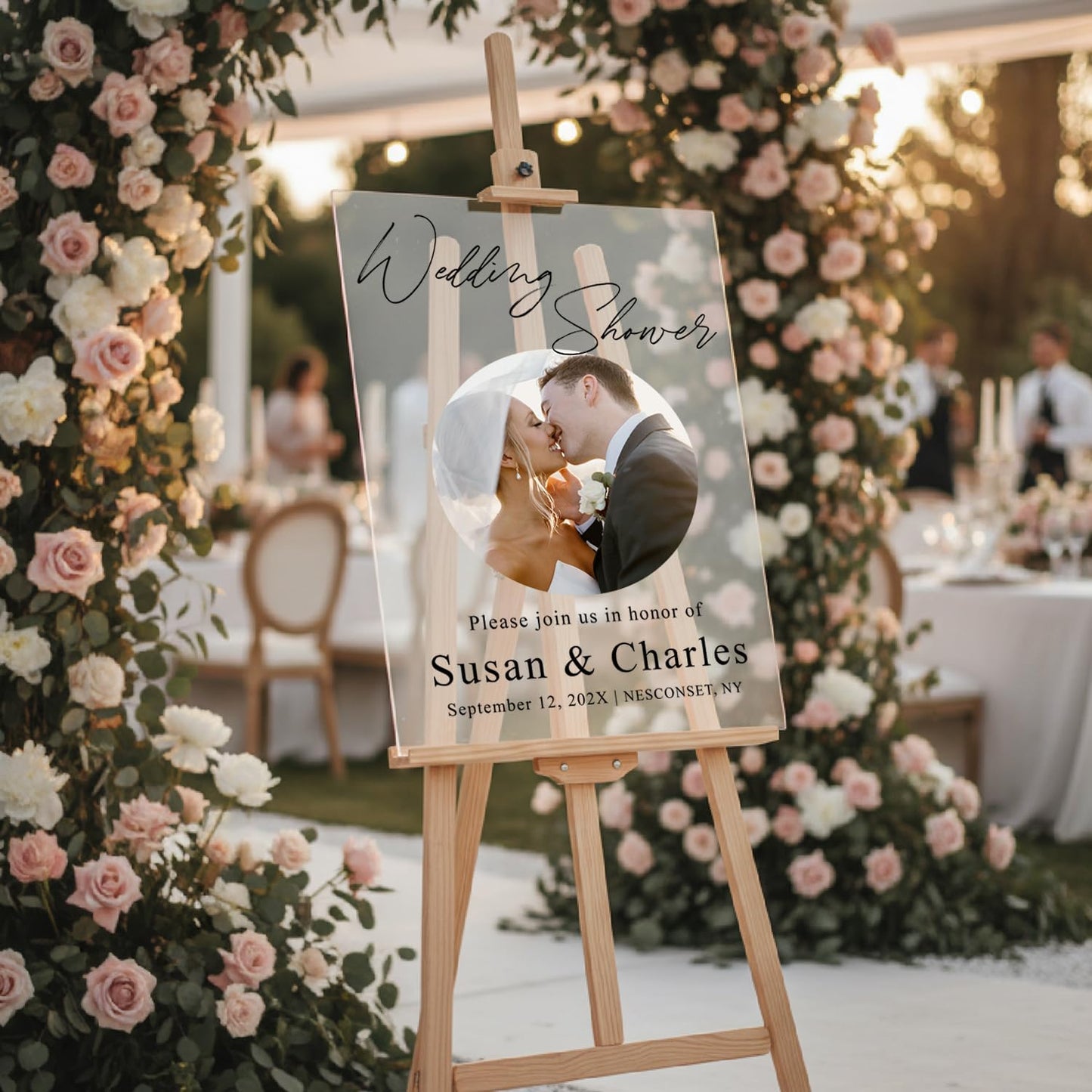 Personalized Wedding Photo Acrylic Welcome Sign – Custom Picture Board with Bride & Groom Names, Elegant Acrylic Wedding Reception Entrance or Ceremony Decoration, Indoor & Outdoor Keepsake Gift #5