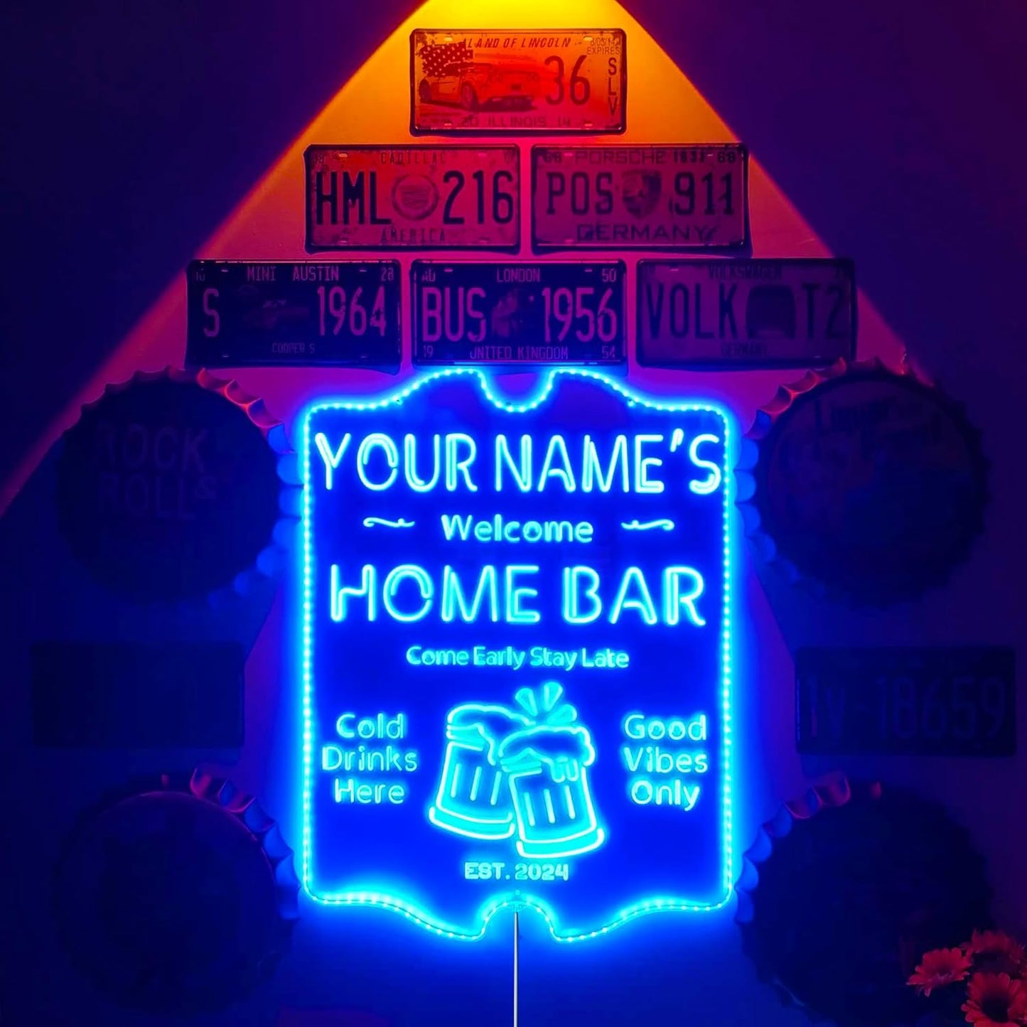 ADVPRO Personalized Your Name Home Bar RGB Dynamic Glam LED Sign - Cut-to-Edge Shape - Smart 3D Decoration - Multicolor Signage st06s64-fnd-p11-tm-c