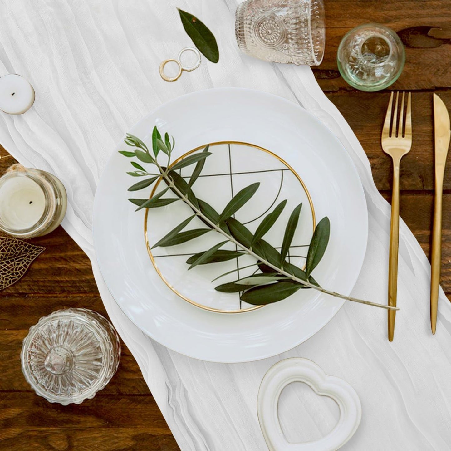 2 Pack Cheesecloth Table Runner 10Ft Christmas Gauze Boho Table Runners for Wedding Decor Bridal Shower Decorations Baby Shower Party(35" x 120")