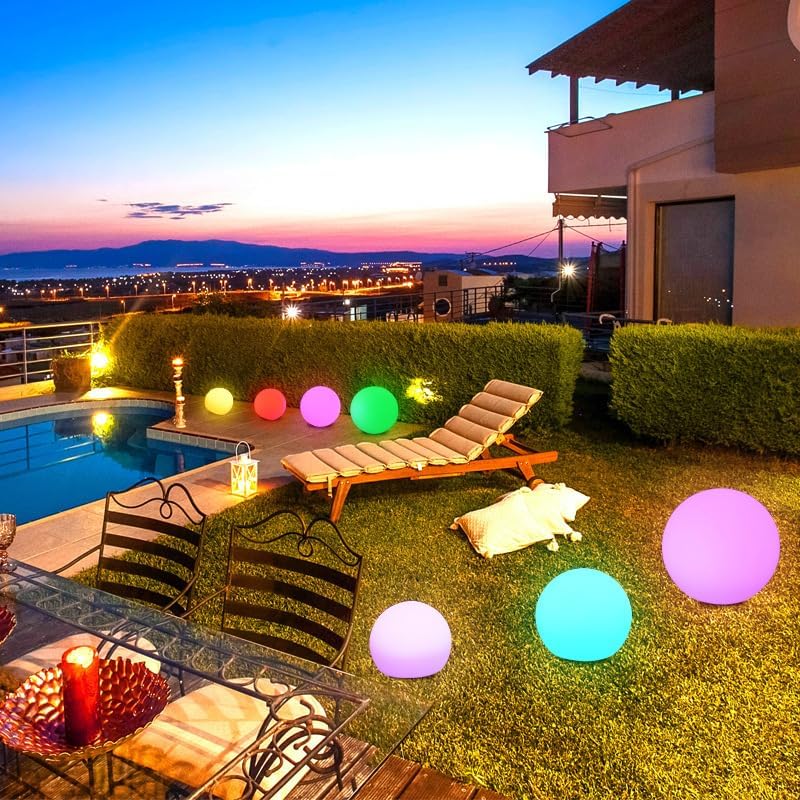 LED Night Light Ball Globe Lamp with Remote 8 Inch 16 RGB Colors Dimmable Mood Lights Rechargeable Outdoor Globe Light for Patio Nursery or Home Decor IP65 Waterproof Ball Light