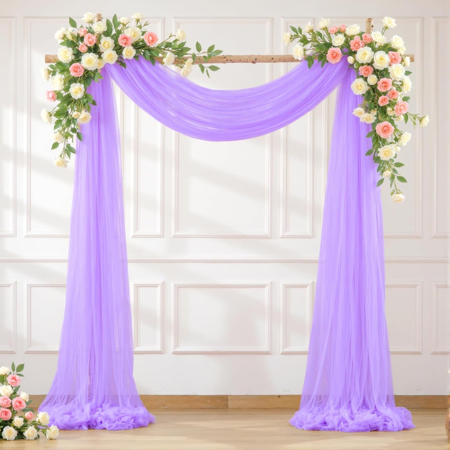 Wedding Arch Draping Fabric Backdrop 1 Panel 60" x 26Ft Purple Arch Drapes Curtains for Wedding Reception Sheer Tulle Backdrop Curtain for Ceremony Birthday Party Baby Shower Arbor Ceiling Decorations