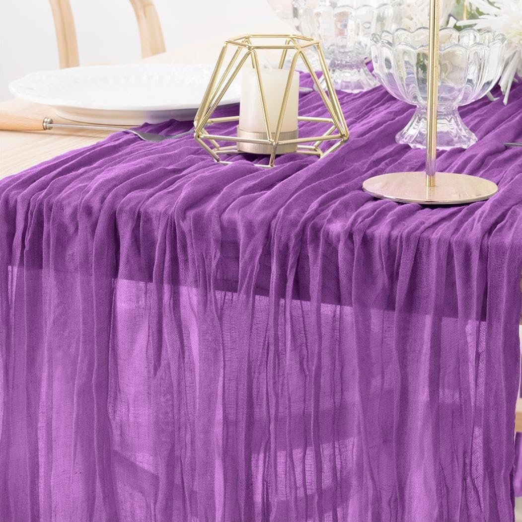 MLMW Fuschia Table Runner Cheesecloth Boho Cheese Cloths 160 inch Gauze Rustic Sheer Table Runner 13.3ft for Wedding Party Baby Bridal Shower Birthday