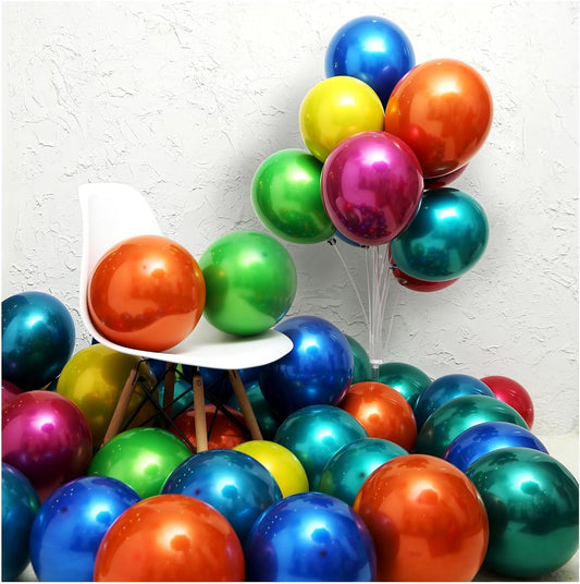 Metallic colored balloons 50 pcs 10 inch multicolor balloons Double layer colorful balloons are more durable suitable for wedding birthday party balloon decoration