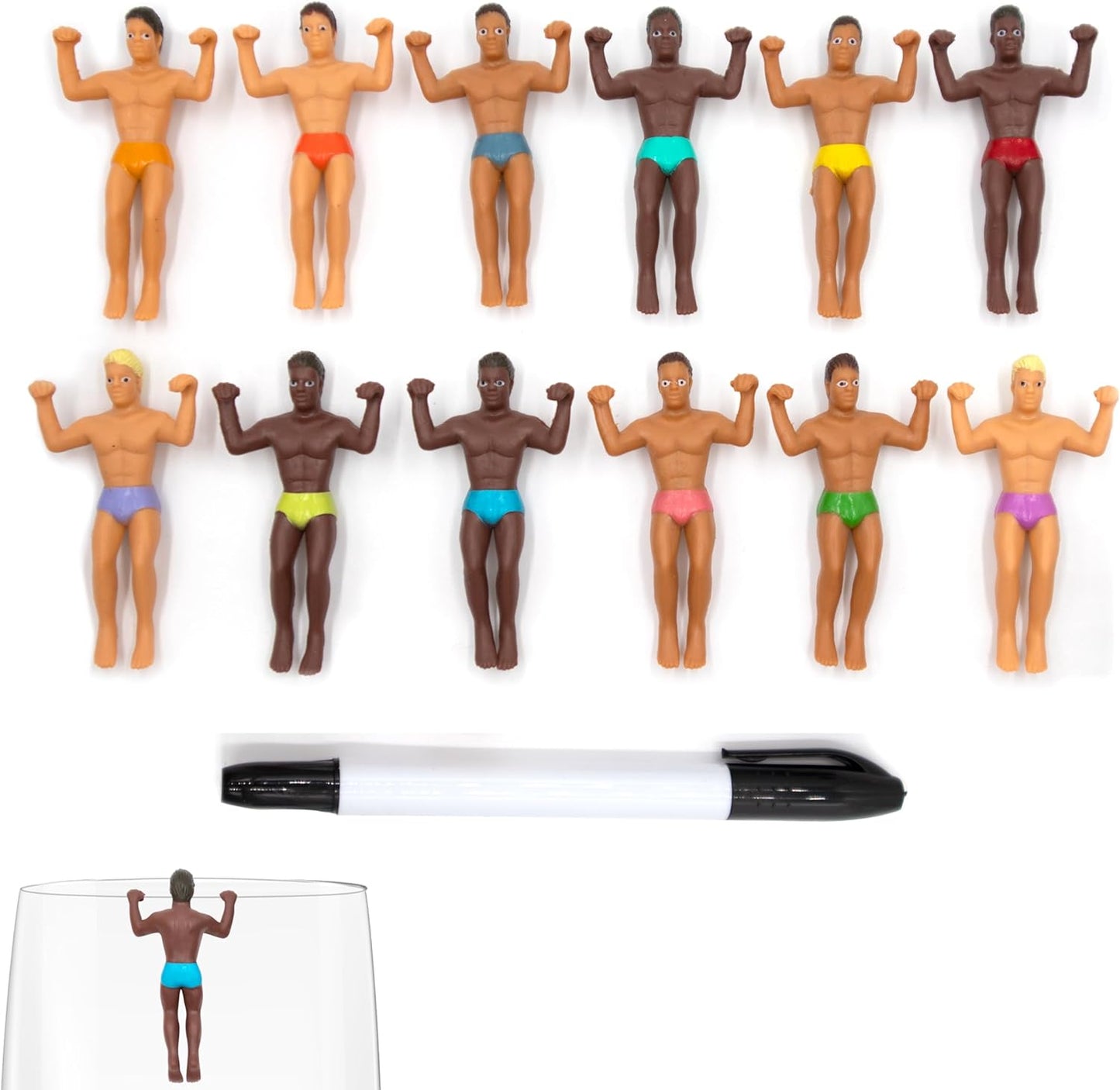 NPW Drinking Buddies Party Edition Drink Markers, Customizable Wine Glass Charms includes Fine Tip Pen- Bachelorette, Girls' Nights, Family Get Together & More, Novelty Gifts (12 Count)