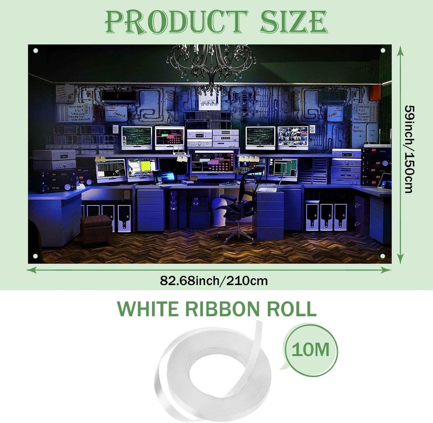 Computer Room Backdrop Neon Blue Hacker Station Backdrop Glowing Matrix Data Streams Background Boys Decor Studio Banner Props Shoot YUNHBDJ1448