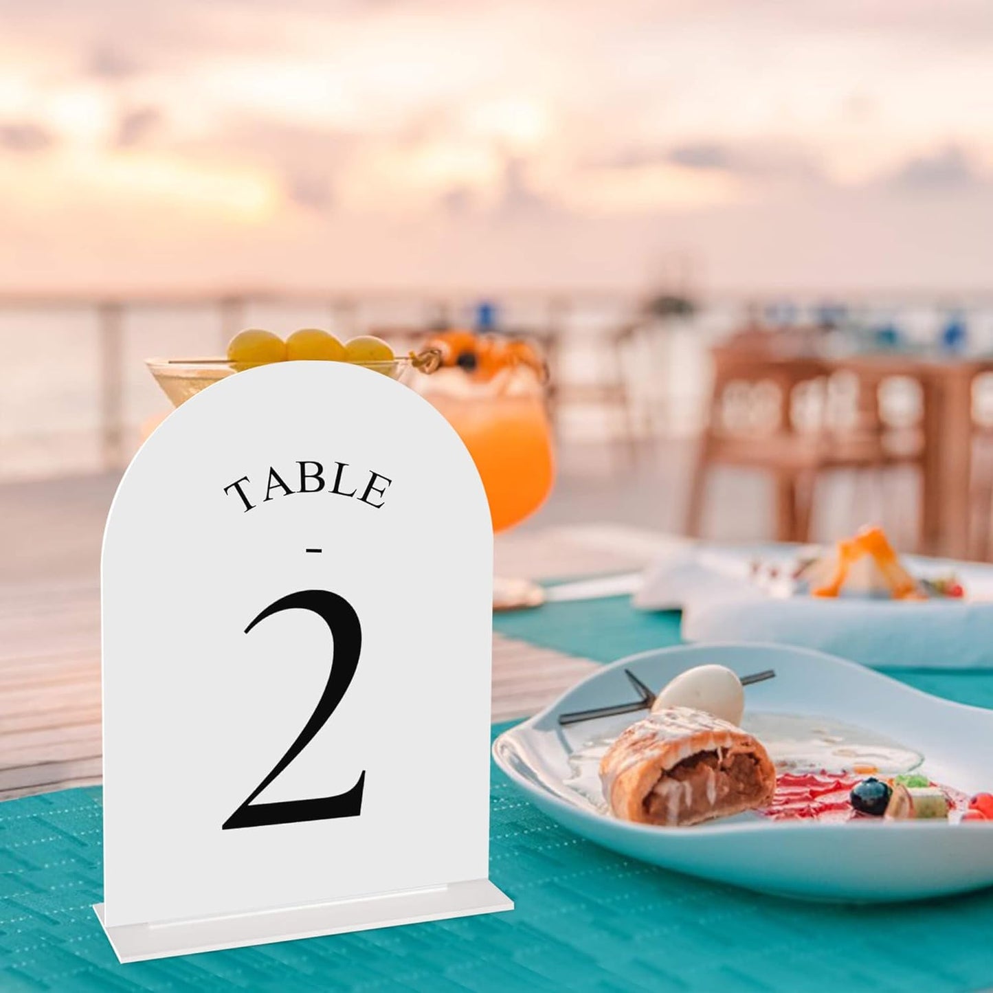 JOYIT Arch Wedding Table Numbers 1-40 with Stands – Double-Sided Printed 5" X 7" Acrylic Signs with White Background Black Text, Perfect Acrylic Table Numbers for Wedding Receptions, Parties, Anniversaries, and Events