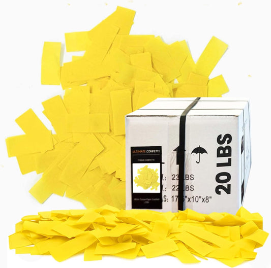Yellow Biodegradable Confetti - Rectangular Fluttering Tissue Paper Confetti for Cannon and Launcher use – Best for Gender Reveal, Parties, Concerts and Weddings - 20 lb, 320 oz