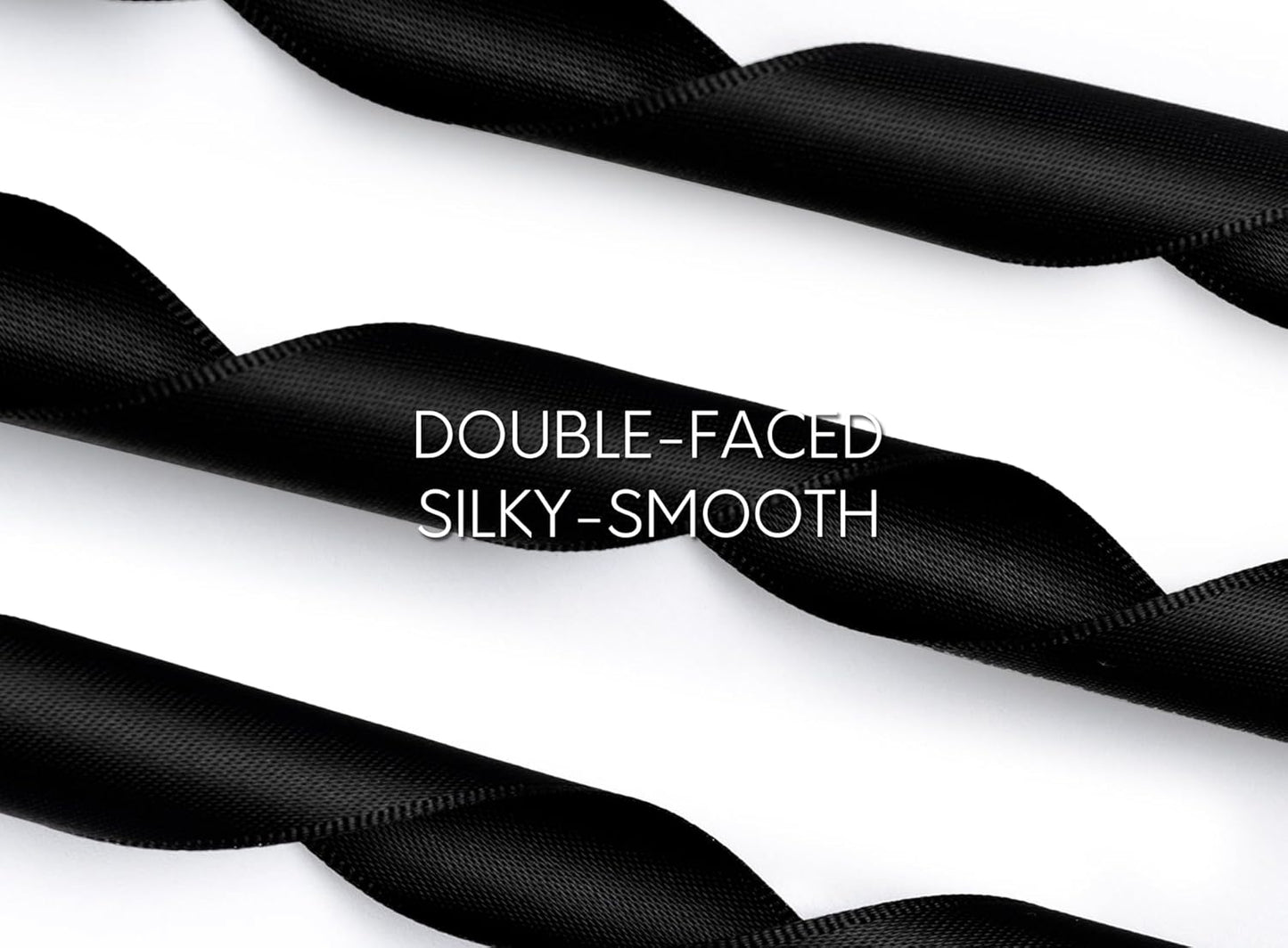 Black Ribbon 7/8 Inch 50 Yards Double-Faced Polyester Hair Satin Ribbons for Women, for Wrapping Paper Bows Gift Wedding Invitations DIY Crafts