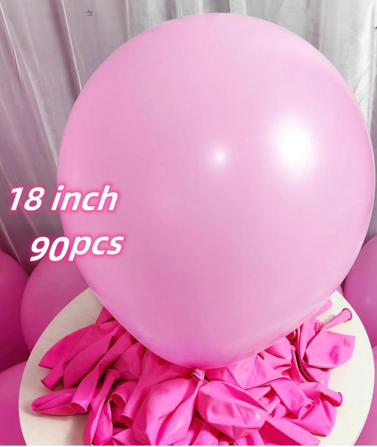 90 Pack Pink Balloons 18 Inch Pink Latex Large Balloons - Various Party Decorations