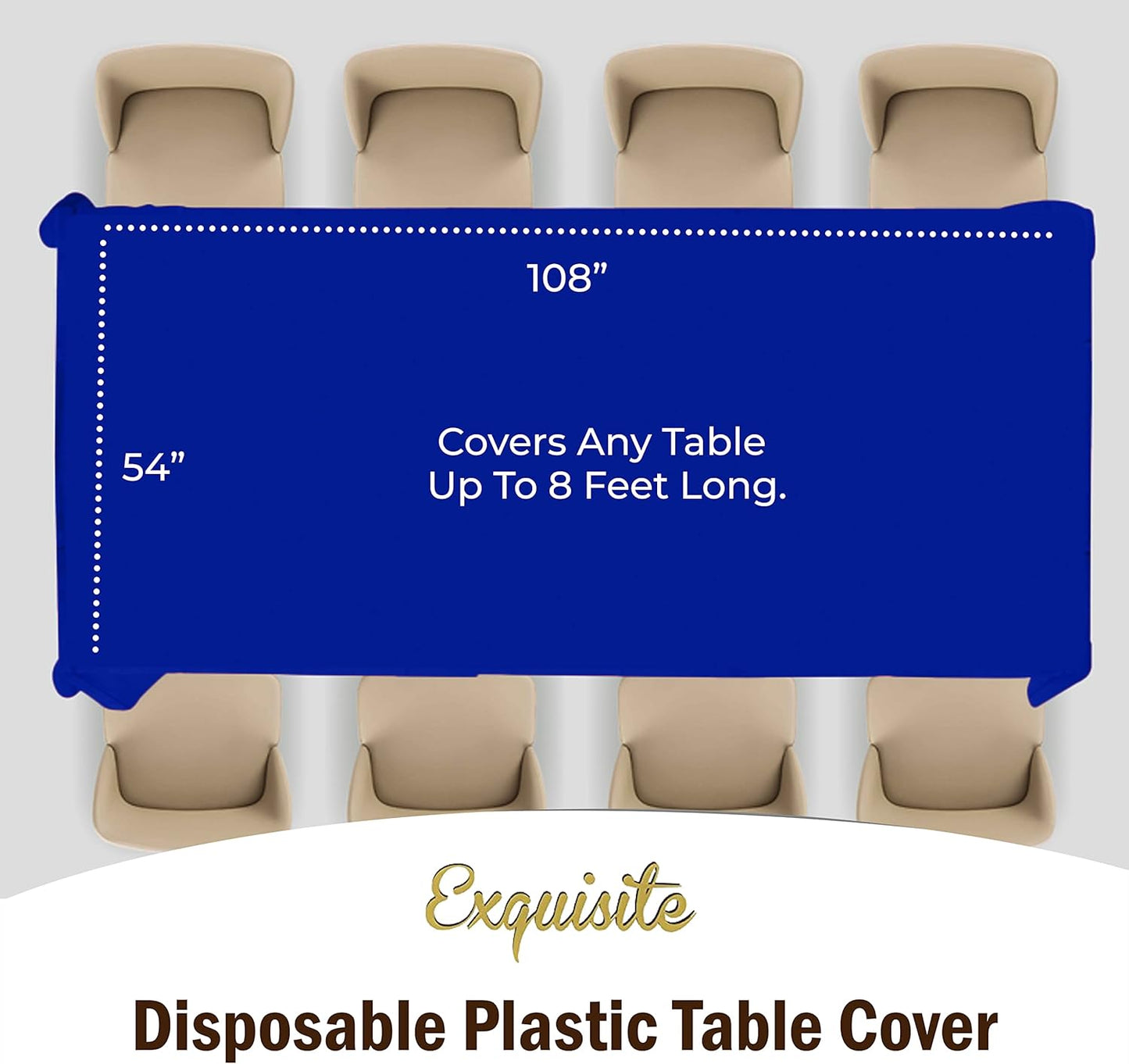 12-Pack Premium Plastic Tablecloth 54in. x 108in. Rectangle Table Cover - Dark Blue