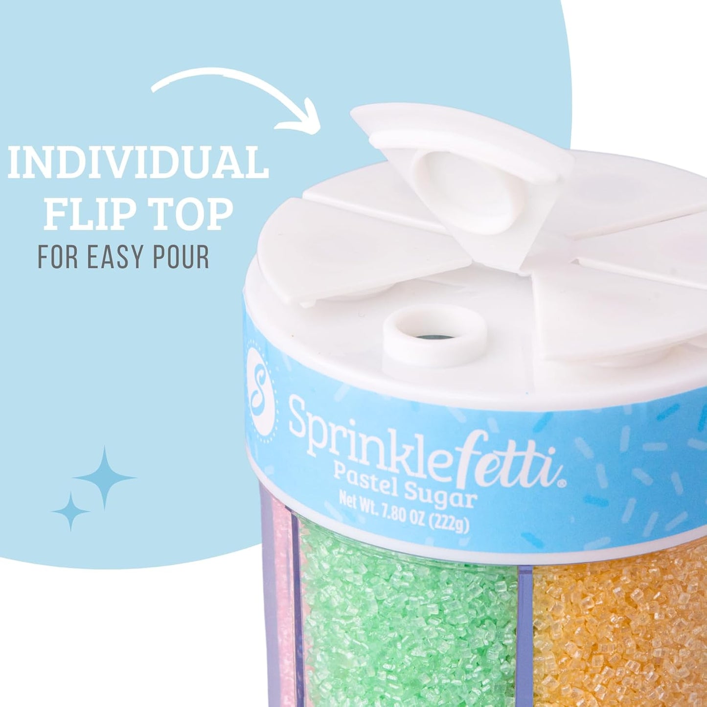 Sweets Indeed Sprinkles 6 Cell Edible Sprinkle Mix Jimmies Perfect for Cake Decorations Baking Ice Cream Cookies Cupcake Topper (Pastel)