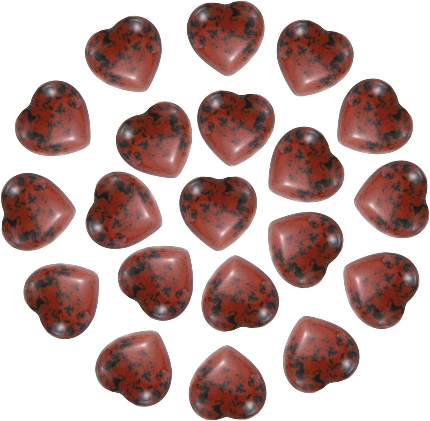 PATIKIL 20 Pcs Natural Heart Shaped Crystal Stone, 0.6 Inch Mini Polished Love Gemstone Crystal, Pocket Rock Engraved Worry Stones for Women Gifts Meditation, Brown