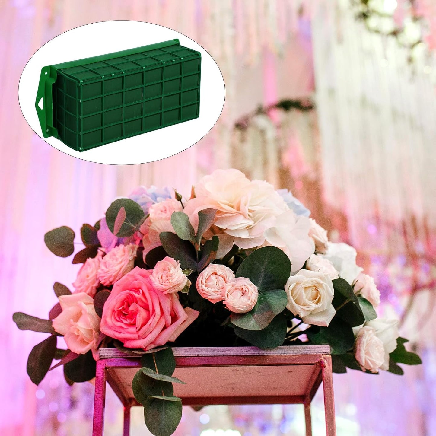 Boao 6 Pieces Floral Foam Cage Holder with Floral Foam for Fresh Flowers Cage Bowl for Table Centerpiece Flower Arrangement, Rectangle, 11.8 x 4.7 x 3.1 Inch