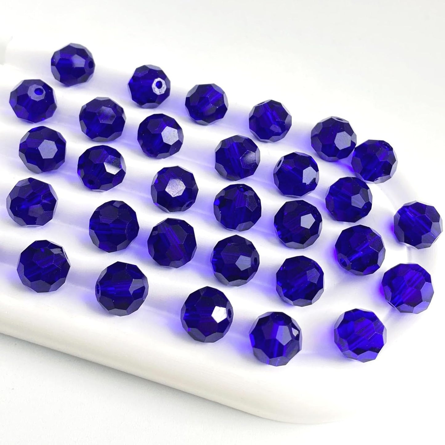 100 PCS 8mm Crystal Glass Beads Round Multiple Faceted Loose Spacer Glass Beads for DIY Handcrafte Bracelet Necklace Earring Jewelry Making(Sapphire)