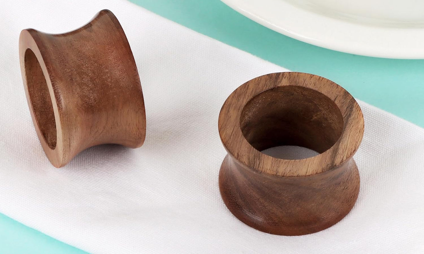 Wooden Napkin Rings Set of 12 Fall Decor for Home Round Acacia Wood Napkin Holders for Dining Table Settings Wood Napkin Ring Rustic Table Décor for Weddings, Parties, and Everyday Use - CLEENTABLE