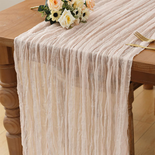 Dusty Pink 1 Pack Cheesecloth Table Runner 120 Inch 10 FT Boho Rustic Gauze for Wedding Baby Shower Party Farmhouse Summer Home Decor Washable