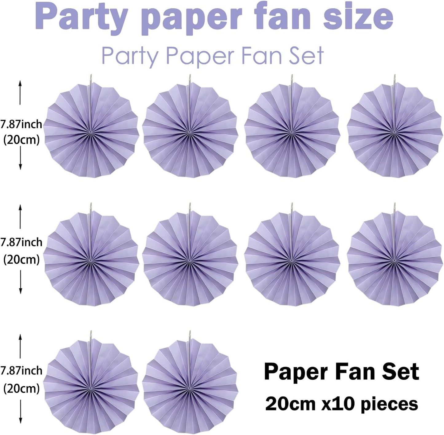 Purple Birthday Decorations,DIY Purple Paper Fans Hanging Decoration ,Party Decorations for Adults 8in,Little Mermaid Party Decor,Baby Shower Decorations 30 Color DIY Set (Light Purple)