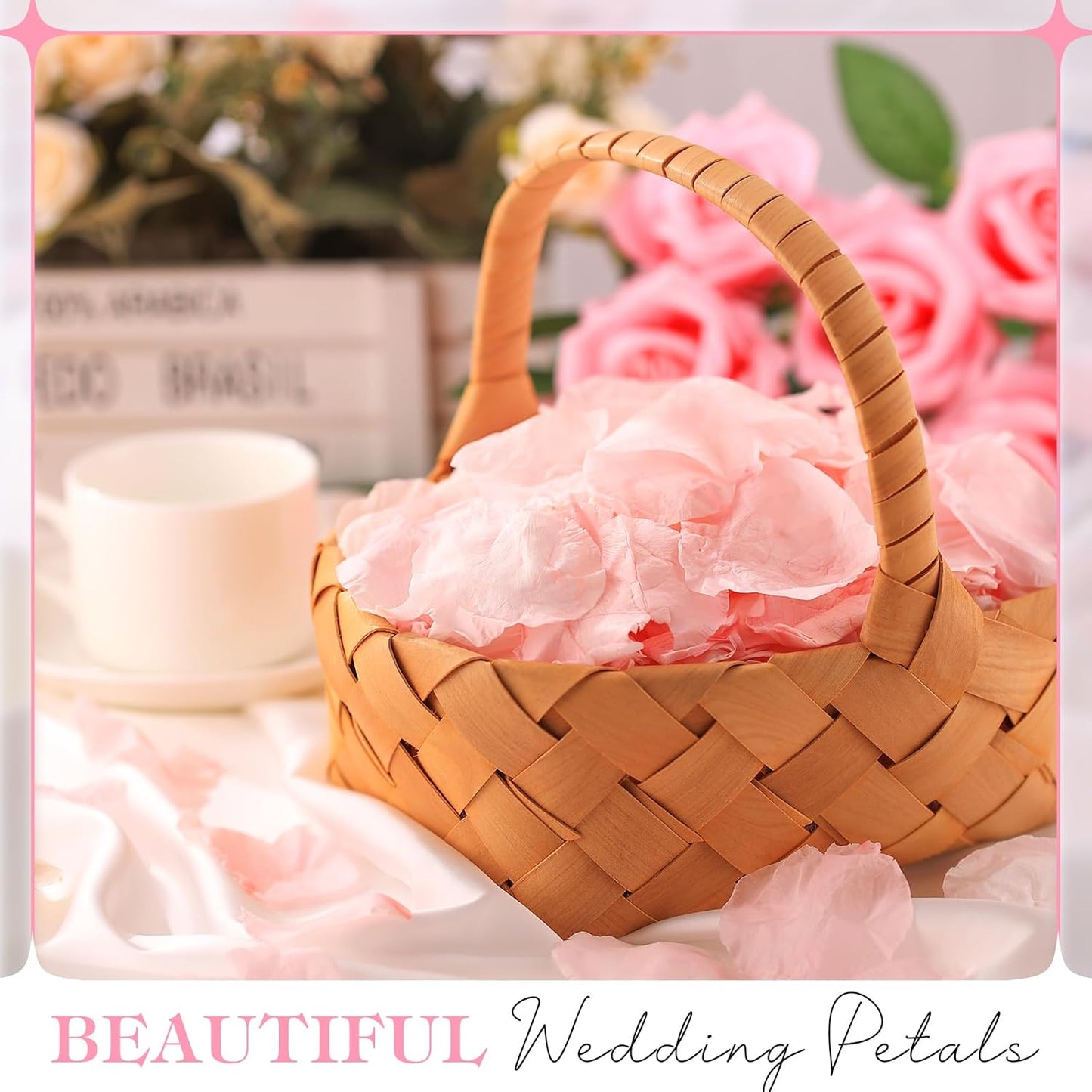 380 Pieces Real Light Pink Rose Petals Dried Rose Flower Petals for Wedding Will You Marry Me, Valentine's Day, Romantic Night,Wedding, Proposal, Anniversary, Event, Party, Special Night Decorations