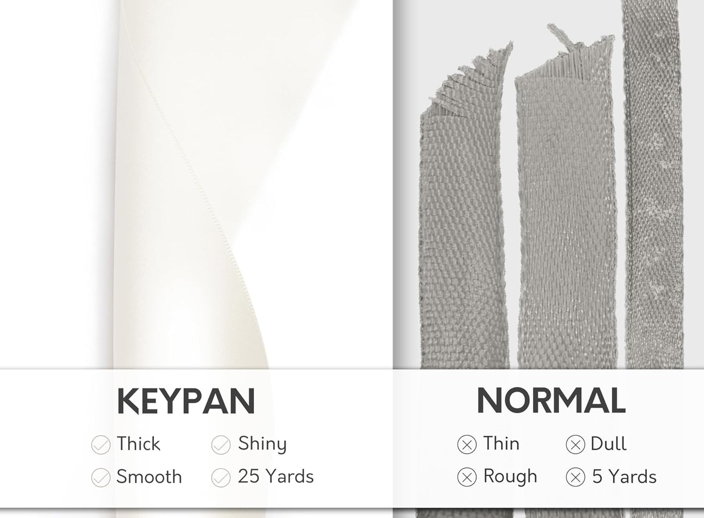 Ivory Satin Ribbon 2.5 Inch Double-Faced Polyester Cream Ribbons 25 Yards for Christmas Gift Bows Crafts Floral Bouquet Wedding Invitations