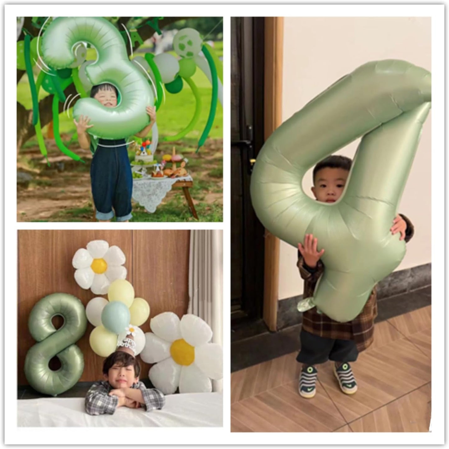 Number 6 Balloons, 40’’ Large Olive Green Number 6 Foil Helium Balloons for Girls Women, Self Inflating Number Balloons 0-9 for Men Boys 6th 16th Birthday Graduation Anniversary Party Decoration