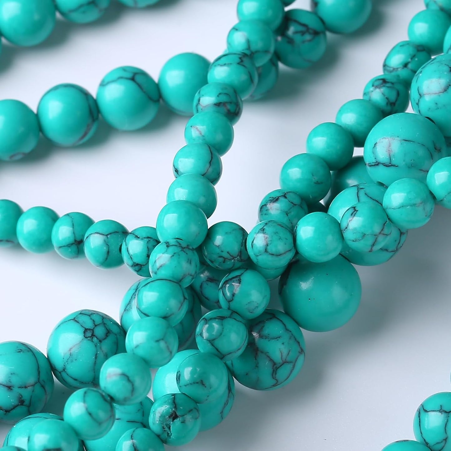 Turquoise Stone Beads Gemstone Round Crystal Energy Jade Beads Stone Beads for Jewelry Making DIY Bracelet Necklace Jewelry Making 1 Strand 15.5inch 35PCS 10MM