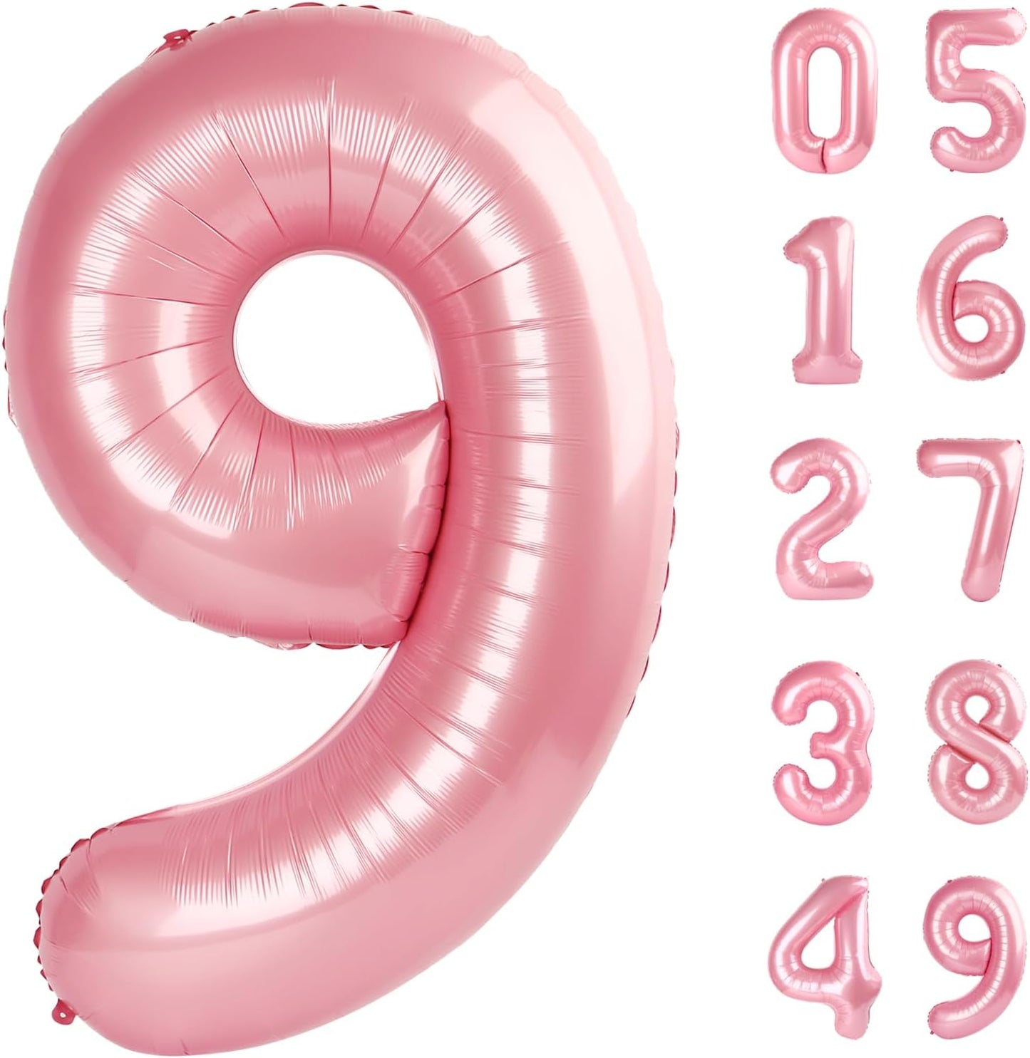40 Inch Big Pearlescent Pink 9 Balloon Number, Jumbo Giant Happy 9th 19 29 39 49 99 Birthday Party Decorations, Large Nine Mylar Foil Anniversary Birthday Party Engagement Decorations