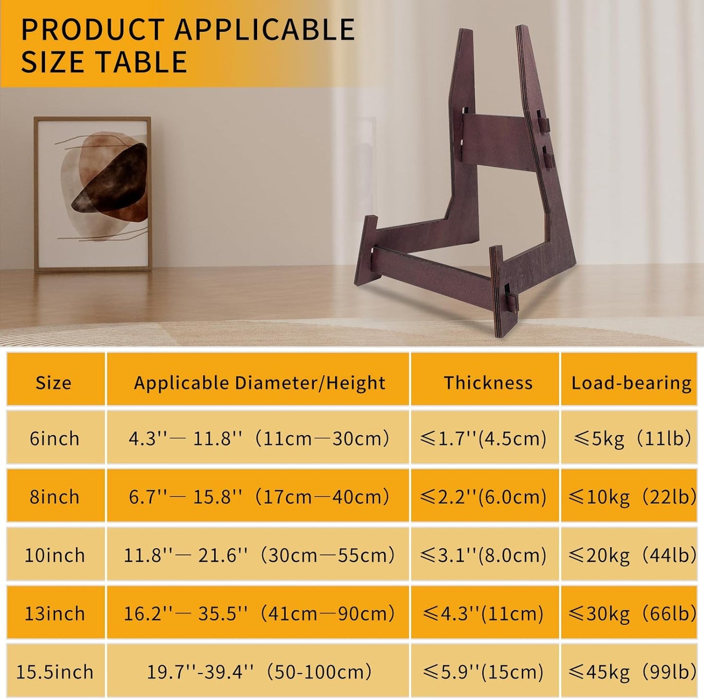 2 Pack 13 Inch Wooden Large Plate Display Stands, Book/Easel Plate Holder, Frame Holder Stand for Bowl, Pottery, Pictures, Books, Artwork