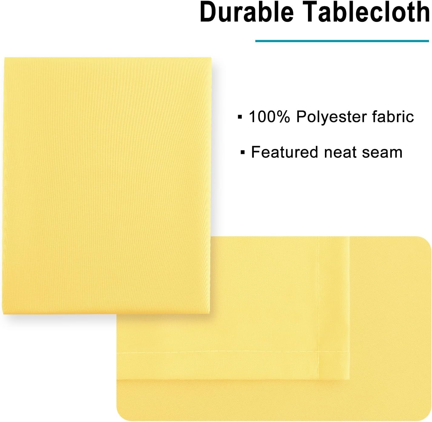 Hiasan Waterproof Tablecloth Rectangle - Washable Fabric Table Cloth for Dining Room Kitchen Birthday Party and Outdoor Use, Yellow, 54 x 120 Inch