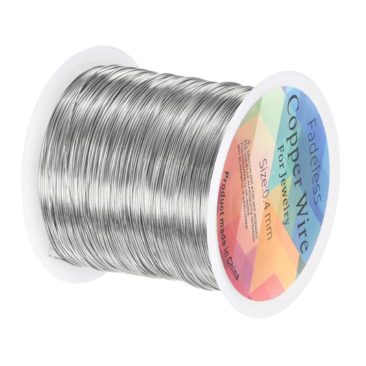0.4mm Jewelry Wire, 26 Gauge 328FT Craft Wire Copper Beading Wire for Jewelry Making/Planting/Weaving/DIY Crafting, Soft Metal Wires [100M, Silver White]