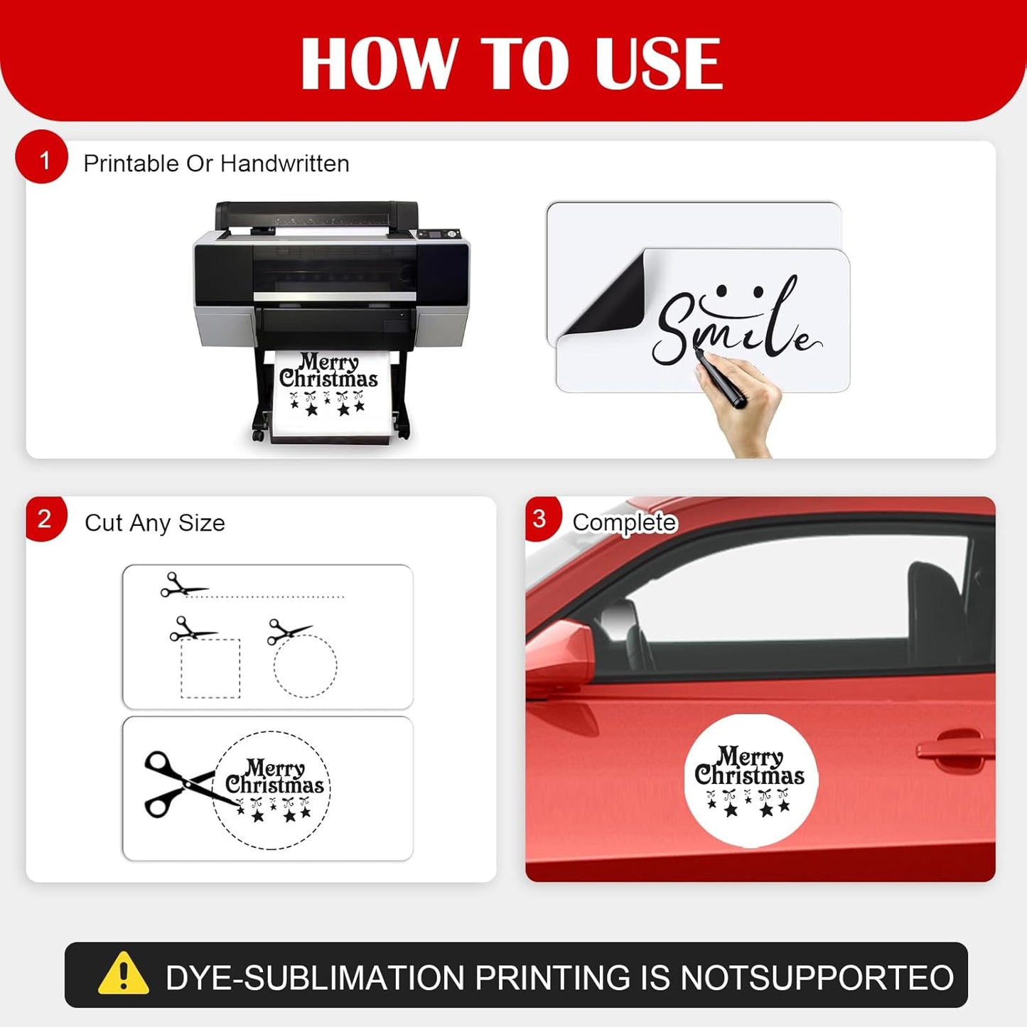 Blank Car Magnets, 24" x 12", 4 Pack Car Door Magnets Signs for Vehicle, Rounded Corners Blank White Flexible Magnet Sheet Stickers for Car to Advertise Business and Personalized Decal