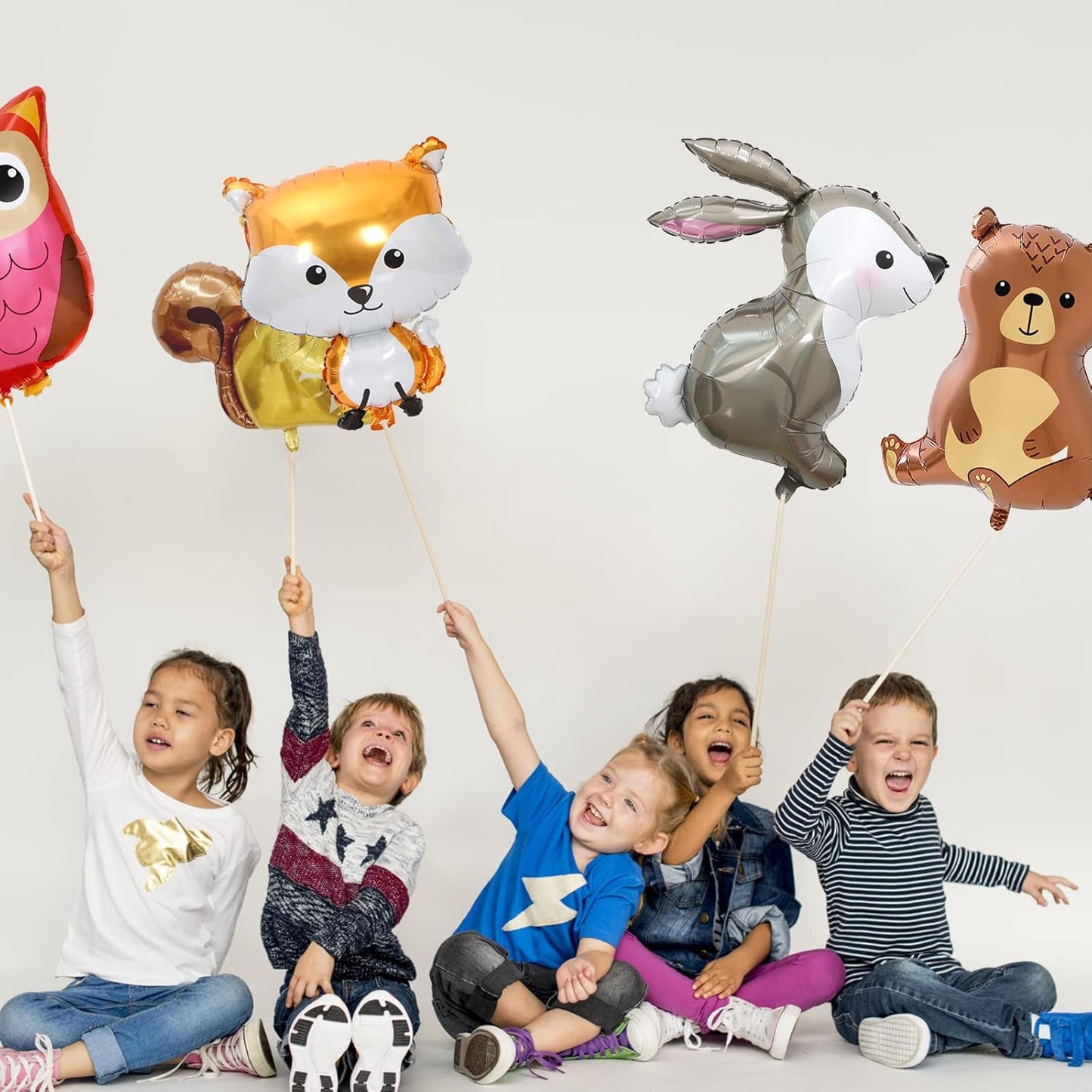 8 PCS Woodland Animal Balloons Forest Animals Foil Mylar Balloon for Woodland Themed Baby Shower,Birthday Party Decorations