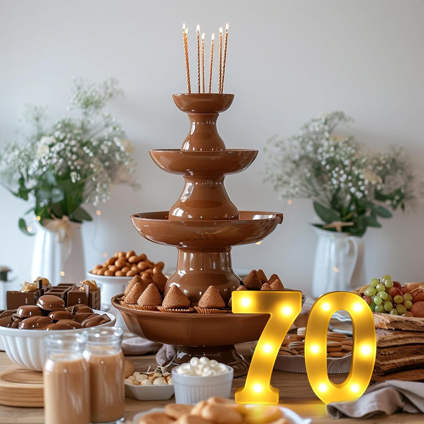 70th Birthday Decorations for Women Men,Happy 70 Birthday Decorations for Centerpieces Table,70 Light Up Numbers Sign Led for Party Backdrop Wall Decor for 70s Party Decoration
