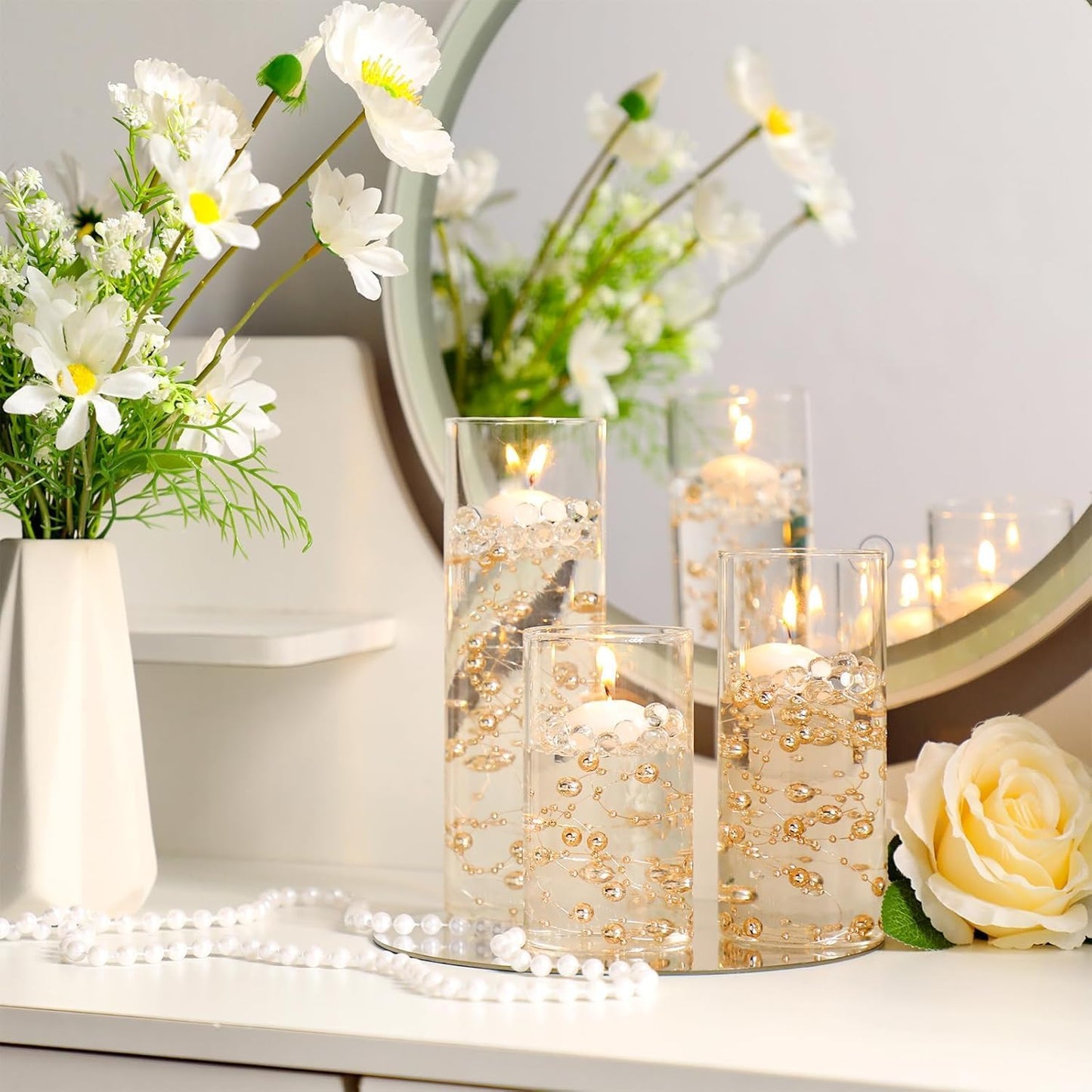 Thin Glass Cylinder Vases 2.5''/3.3'' Diameter 2mm Wall Thickness Clear Flowers Vase Hurricane Floating Candles Holders for Table Centerpieces Wedding Decor(2.5'' X 5'',6'',8'',48 Pcs)