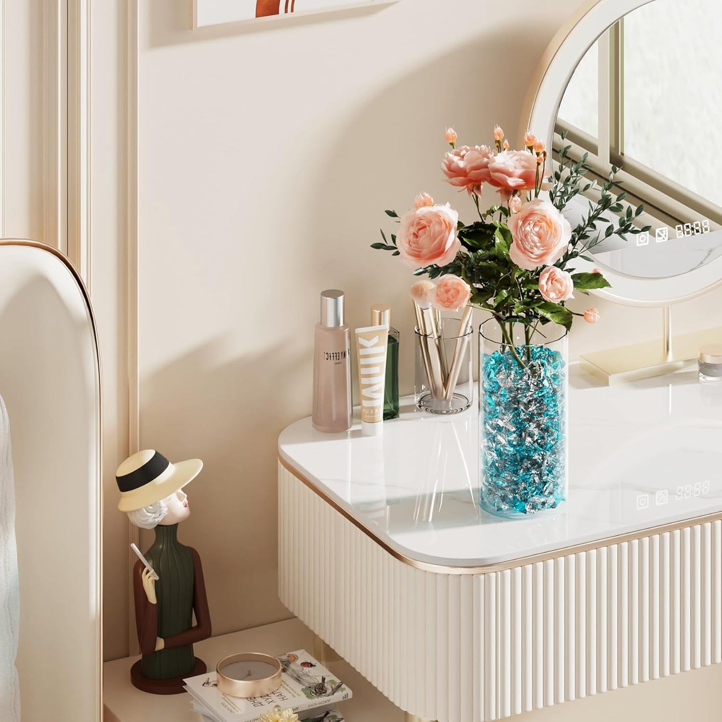 Acrylic Diamond Fake Gems Vase Filler, Babenest 240pcs 3/4 Inch Faux Diamonds Crystals Jewels for Table Scatters Wedding Party Event Arts & Crafts Birthday Decoration (240, Baby Blue/Clear)