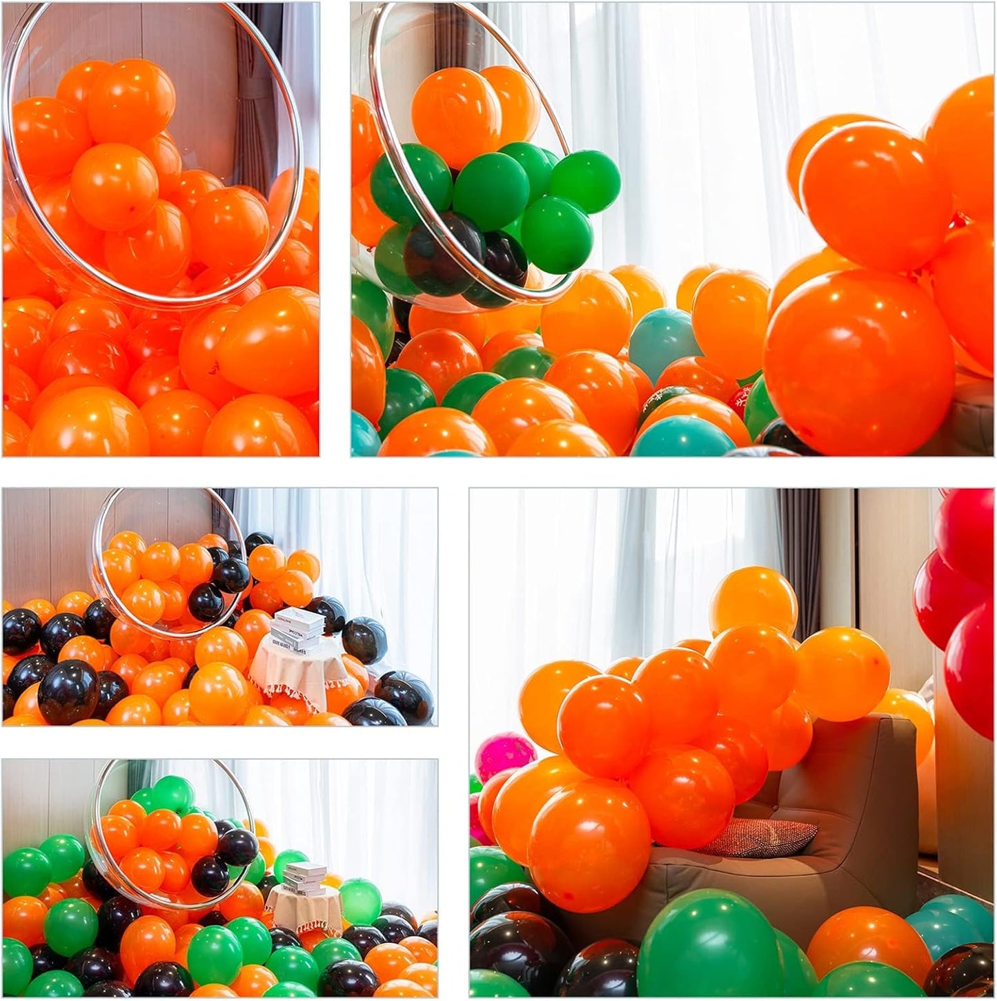 100pcs Orange Balloons, Helium Quality 12 inch Orange Latex Party Balloon for Birthday, Baby Shower, Graduation, Halloween Party Decor (66ft Ribbons)