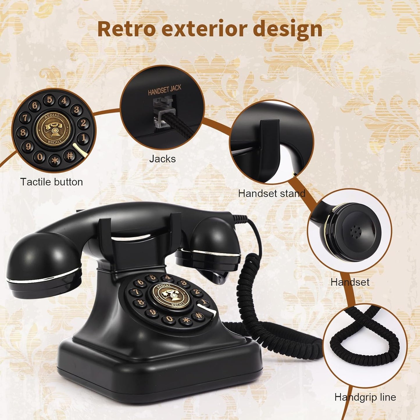 Audio Guest Book Wedding Phone, Audio Guest Book Record Customized Audio Messages Guest Book Alternatives Classic Retro Phone for Parties Birthdays Rentals Confessions Special Occasions (Black)