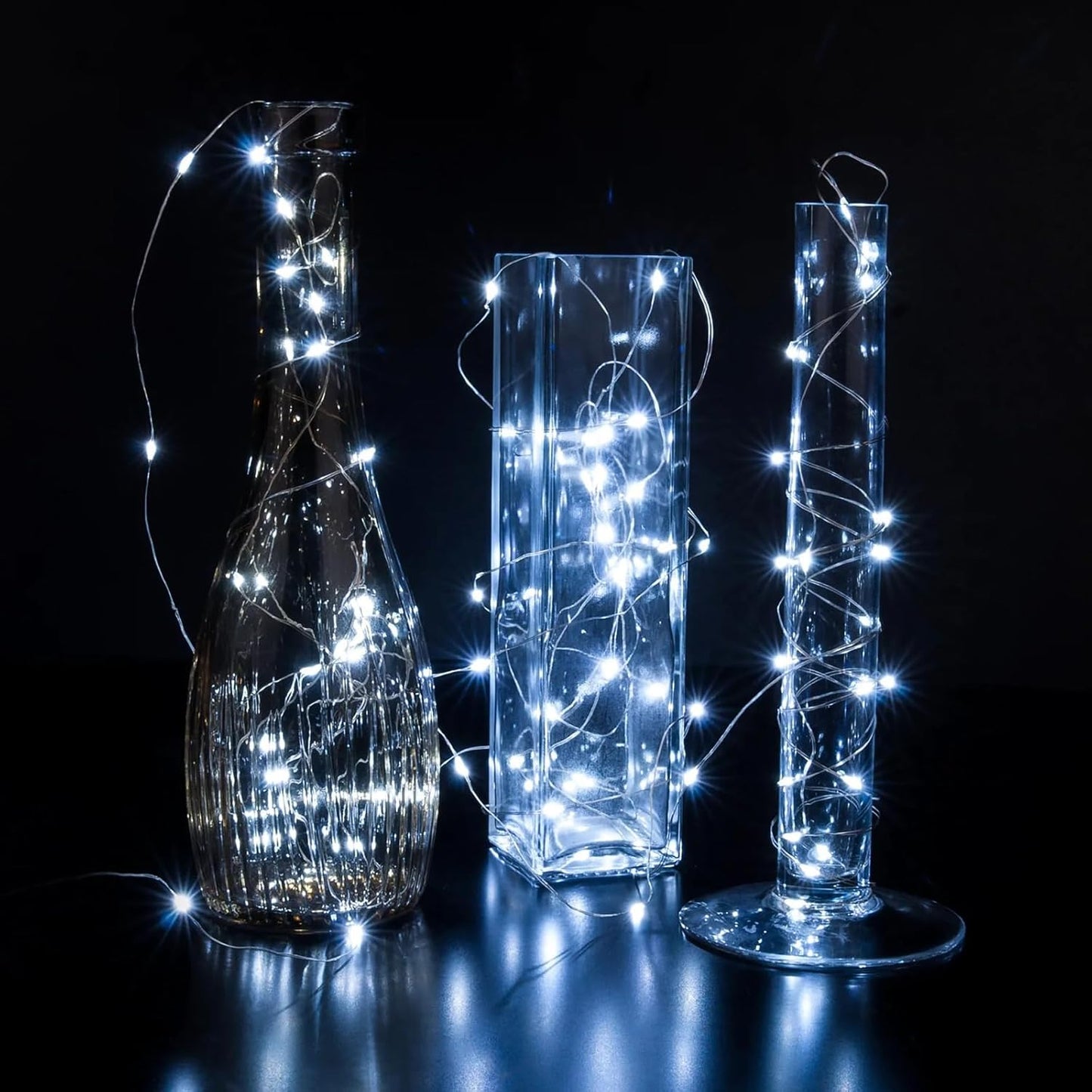 24 Pack White Fairy Lights 7Ft 20 LED Twinkle String Lights 3 Modes Battery Operated Waterproof Firefly Starry for Mason Jar Party Wedding Christmas Valentines Day Table Centerpieces,Cold White