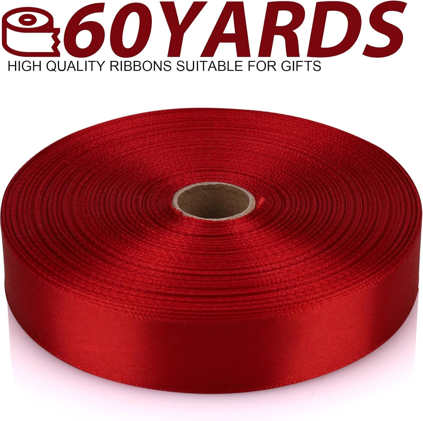 Wine Red 7/8 Inch 60 Yards Satin Craft Ribbon - Single Face Polyester Ribbon for Handmade Roses, Gift Wrapping, Timeless Flower, Bouquets, Wedding and Party Decoration