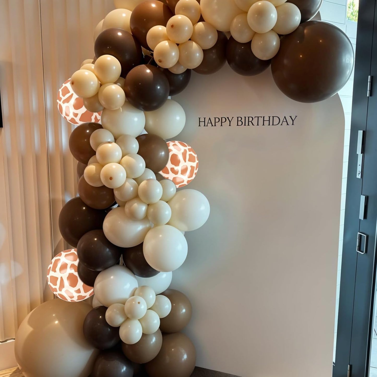 Safari Balloons, 60pcs Jungle Balloons, Brown Gold White Balloon Giraffe Print Balloon For Birthday Baby Shower Safari Jungle Forest Animal Theme Party Wedding Bachelorette Engagement Decorations