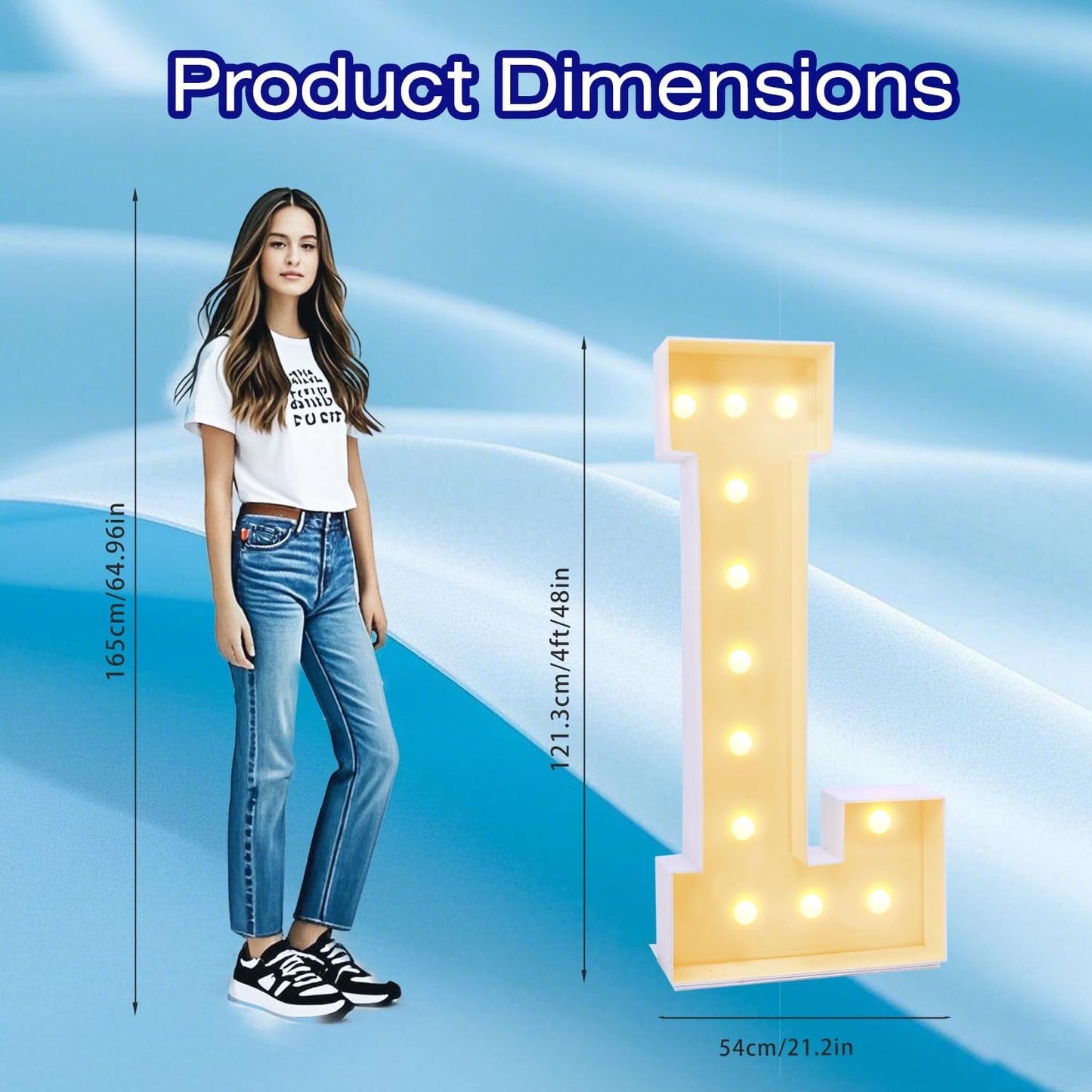 4FT Marquee Plastic Letters L - Light up Letters L Are Made from Corrugated Plastic Board - Quick Assembly Without Tools, Disassembled Components Can Be Used for Garage Sale Signs, Yard Sale Signs