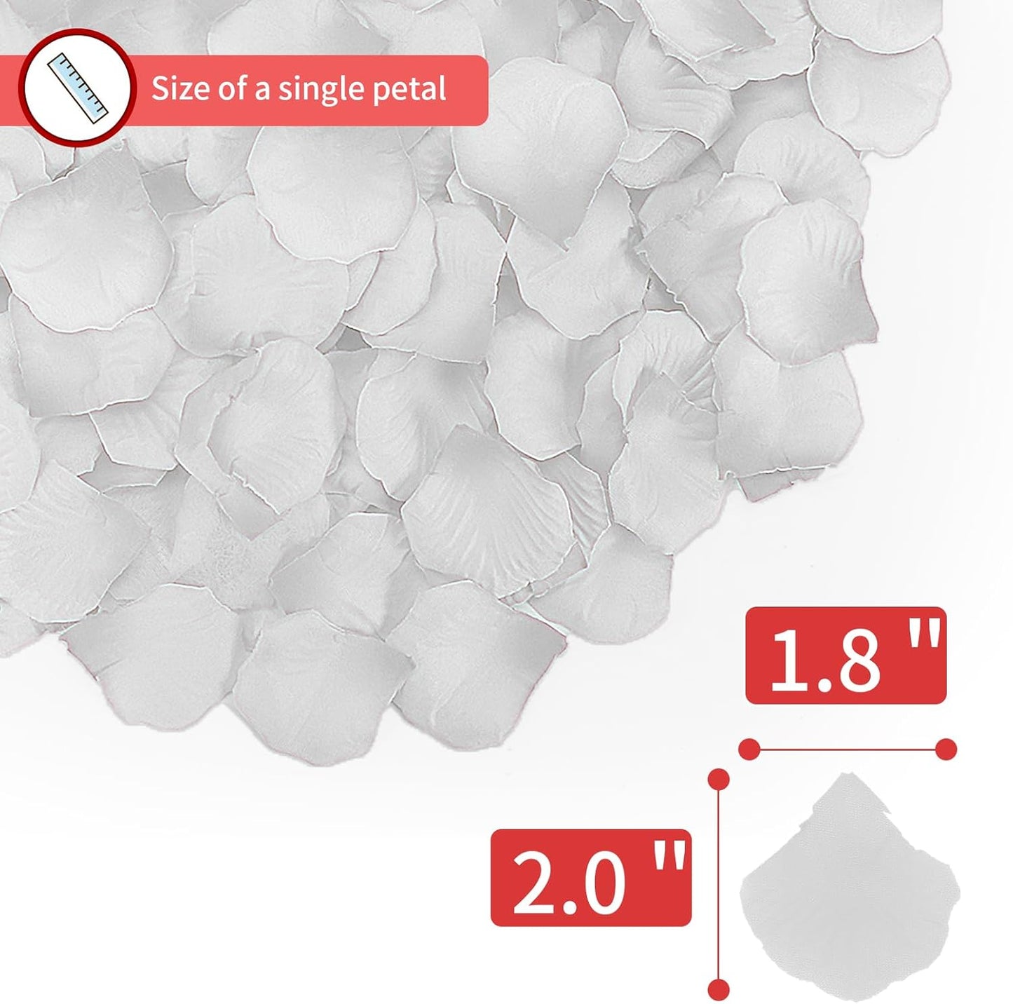 1000 Pcs Artificial Fake Rose Petals,Flower Petals for Romantic Night, Engagement, Party, Wedding, Event Flower Decorations, in Bulk(White)
