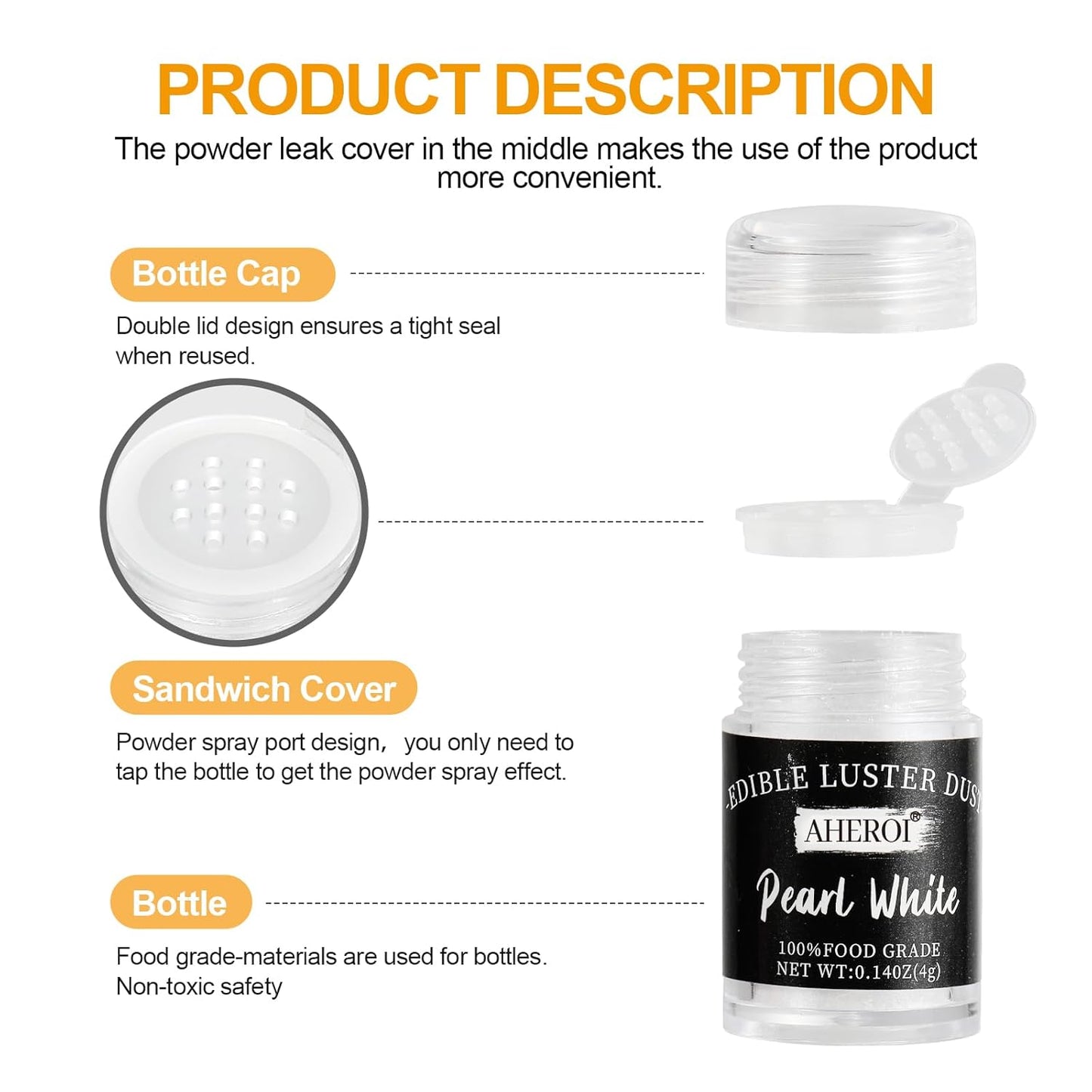 Aheroi Edible glitter Set of 15, Food Grade Edible Powder ocktail Glitter Shimmering Glitter for Drinks, Luster Dust Sprinkles Powder Glitter for Fondant Cake Decorating(4g/0.14oz)