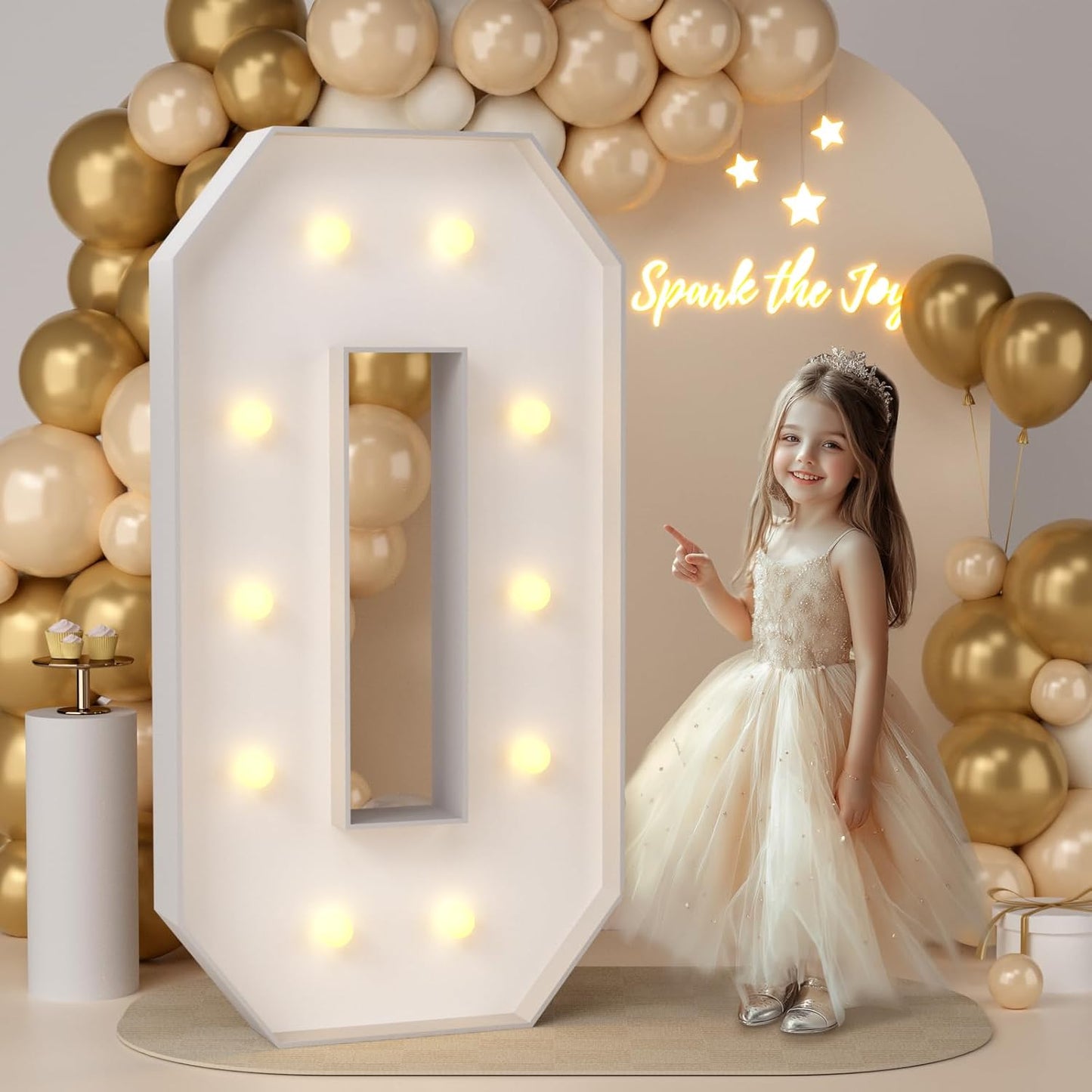 JoyMuse 4FT Marquee Numbers,Large Marquee Numbers 4 Feet Tall for Birthday Decorations Big 4FT Numbers with Light for Party Decor, Number 0