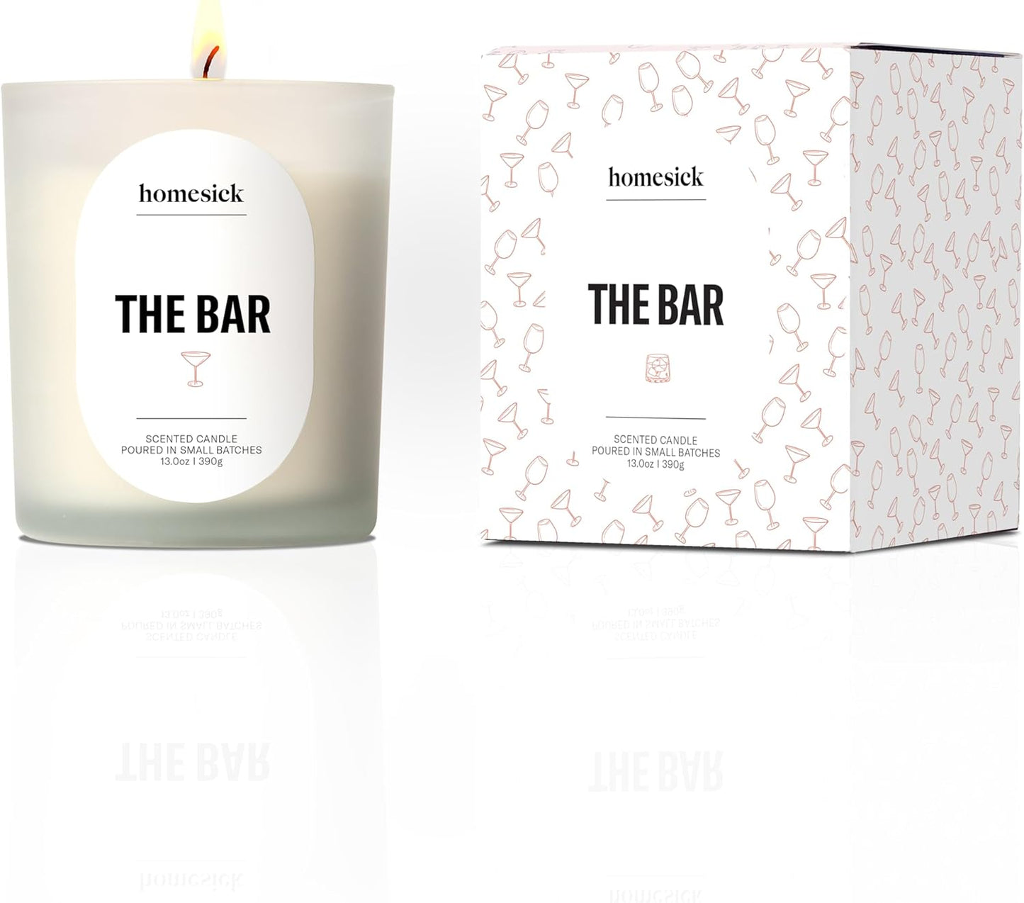 Homesick The Bar Scented Candle – 13 oz Soy Wax Candle with Organic Cotton Wick, 60–80 Hour Burn, Bourbon Vanilla Cedarwood Leather Scent, Reusable Glass Jar, Wedding & Engagement Gifts for Couples